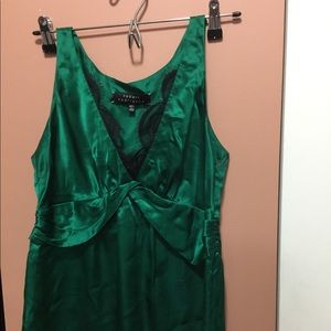 Robert Rodriguez green silk top plunging neckline